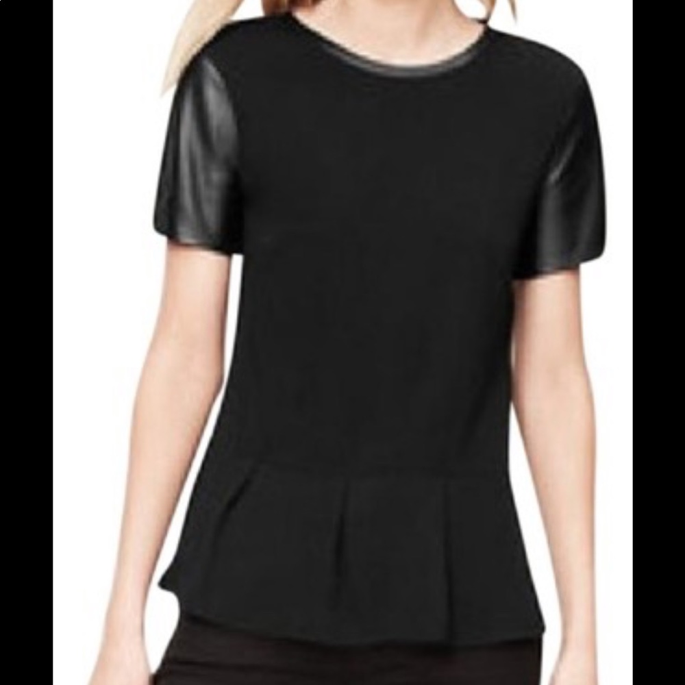 Loft vegan leather peplum top